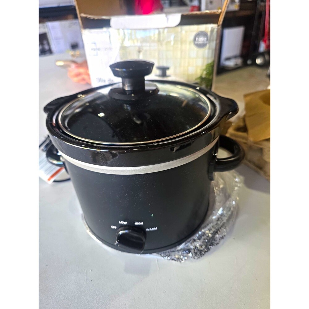 Mainstays 1.8L Slow Cooker, Matte Black, Glass Lid, Manual, 4 Settings